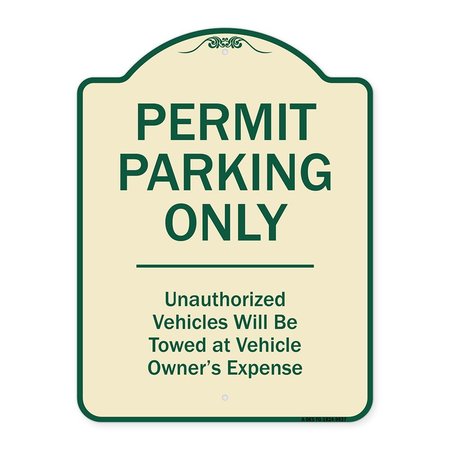 SIGNMISSION Designer Series-Permit Parking Unauthorized Vehicles Will Be Towed Veh, 24" x 18", TG-1824-9937 A-DES-TG-1824-9937